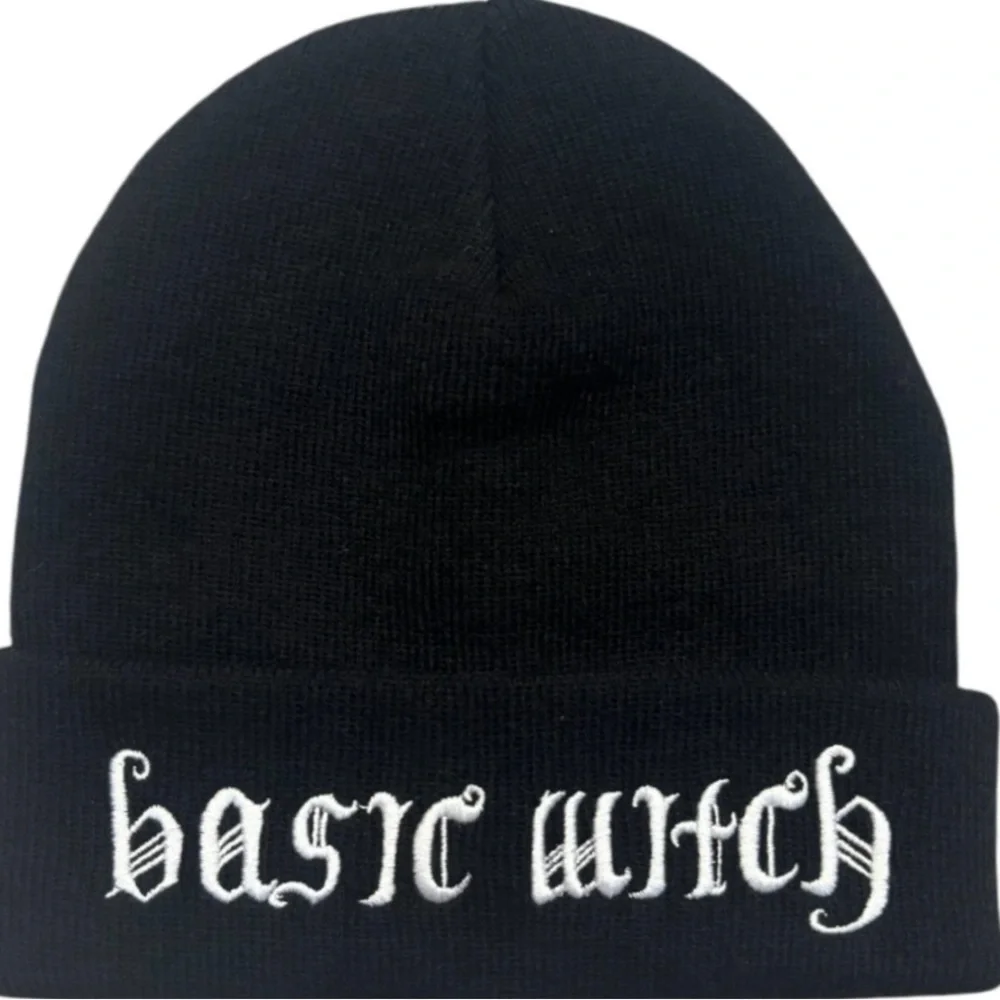 Knit Beanie Hat Basic Witch Graphic Knit Hat Bundle Black Sweater Beanie Hat Set